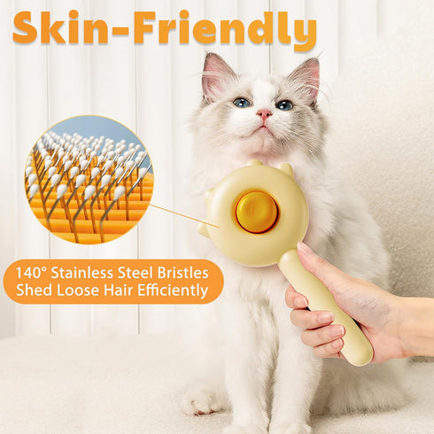 Paw Cat Brush with Release Button, Self Cleaning Cat Brush for Shedding, Cat Hair Brush for Grooming Long and Short Haired Cats Dogs (Yellow)...