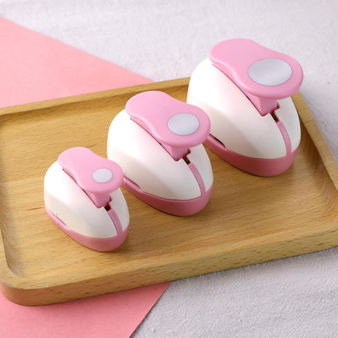 LOVEINUSA 3PCS Paper Hole Punches Pink, Lever Punch 3 Sizes Circle Holes Craft Paper Punch Set for Scrapbooking Festival Paper Greeting Card DIY A...