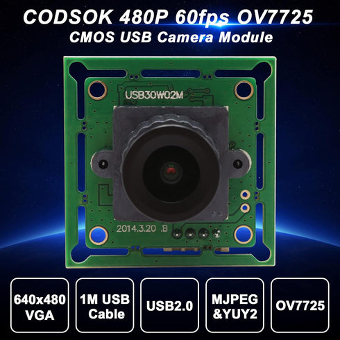 USB Camera Module Board 60fps 480P OV7725 CMOS VGA MJPEG&YUY2 USB2.0 CMOS Camera Board webcam Plug&play UVC for Computer Camera 3D Printer Camera ...