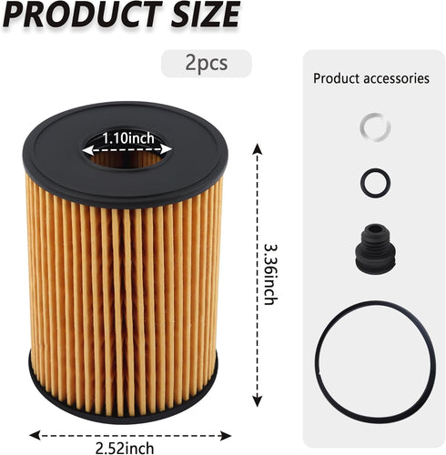 2PCS Automotive Replacement Oil Filters OEM#26350-2S000,263502S000,Engine Oil Filter Compatible with Hyundai Santa Fe Sonata 2.5L,Kia K5 Sorento 2...