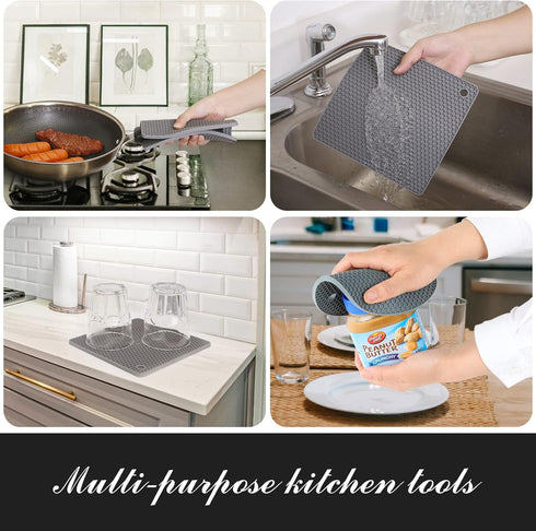 Silicone Trivets for Hot Pots and Pans - Pot Holders for Kitchen Heat Resistant Clearance, Kitchen Hot Pads for Countertops, Heat Mats for Kitchen...