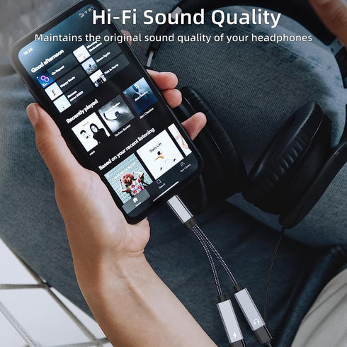 USB C Splitter, Dual USB C Headphone and Charger Adapter 60W Fast Charging Compatible with iPhone 15 Series, Galaxy S23 S22 S21 Ultra, Pixel,Pad P...