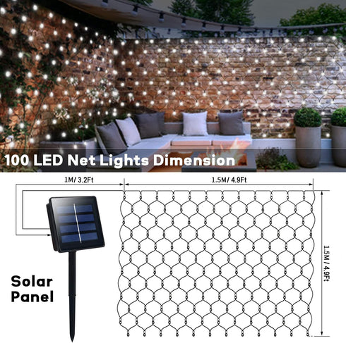 echosari Solar Net Lights Outdoor, 100 LED 5Ft x 5Ft Bush Net Light Outdoor Mesh Lights Auto On/Off 8 Modes for Tree Fence Wall Roof Backyard Bush...