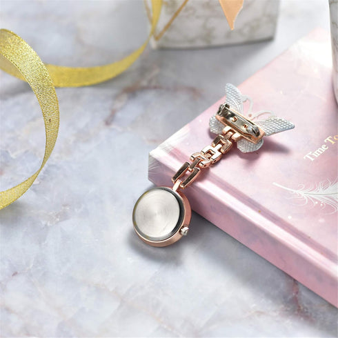 1-3 Pack Women Girl Butterfly Brooch Nurse Watch Pin-On with Secondhand Stethoscope Lapel Fob Pocket Badge Watches for Doctor Nurse Easy to Read...