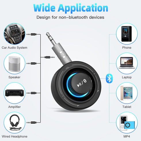 Bluetooth Car kit Aux Receiver, Portable 3.5mm Aux Bluetooth Car System for Car Radio Bluetooth 5.2 Wireless Audio Receiver for Car Stereo Home St...