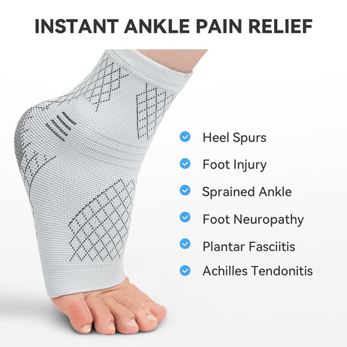 INDEEMAX 2 Pack Ankle Brace for Sprained Ankle, Arch Support Compression Sleeve Socks for Women & Men, Achilles Tendonitis Brace Wraps for Plantar...
