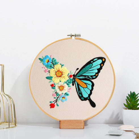 Santune 3 Pack Embroidery Kit for Beginners Adults Cross Stitch Kits for Beginners Hand Embroidery with Butterfly Patterns and Instructions DIY Ki...