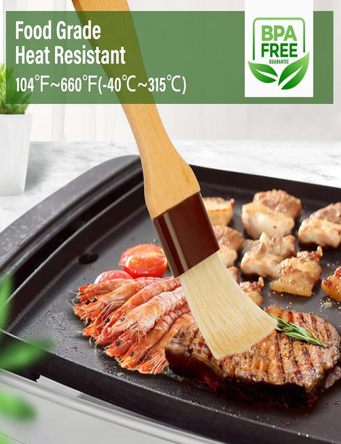Pastry brush,Basting brush for Cooking,Natural Bristle BBQ Brush for Oil & Sauce,Wooden Handle Food Brush for Baking,Easy Clean Butter Brush,Durab...