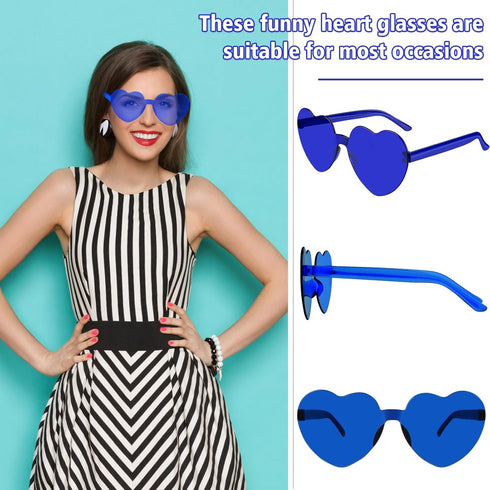12 Pairs Navy Blue Heart Sunglasses for Women Rimless Heart Shaped Sunglasses Candy Heart Glasses for Party Favors...