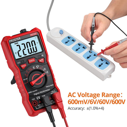 Proster Digital Multimeter 6000 Counts TRMS Auto Range NCV Detector DC AC Voltage Current Meter Temperature Capacitance Resistance Diode Continuit...