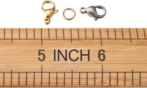Pandahall 60Pcs Stainless Steel Lobster Claw Clasps & 180Pcs 20 Gauge Open Jump Rings for DIY Bracelet Necklace Jewelry Making (Golden & Stainless...