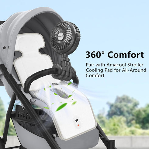 AMACOOL Battery Operated Stroller Fan Flexible Tripod Clip On Fan with 3 Speeds and Rotatable Handheld Personal Fans for Car Seat Crib Bike Treadm...
