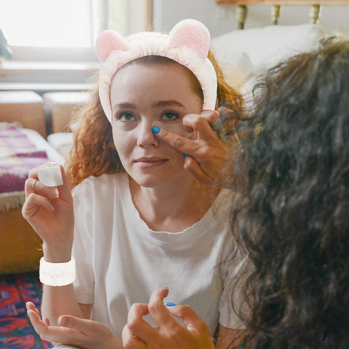 WHAVEL 3PCS Spa Headband and Wristband Set, Cute Cat Ears Headband for Washing Face Makeup Headband Face Wash Headband Wrist Bands(White 02)...