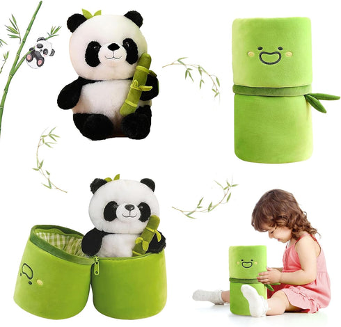 Emoin Panda Stuffed Animals Panda Bamboo Plush Toy 11.8 Inch Bamboo Tube Panda Pillow Stuffed Panda Bear Plushies Panda Doll Gifts for Boys Girls...