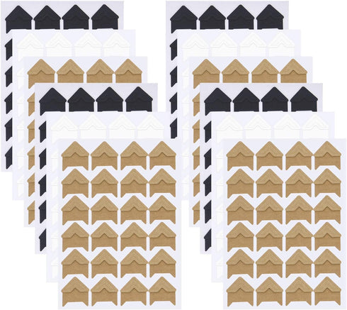 Sunmns 12 Sheets Photo Corners Stickers, Picture Films Self Adhesive Corner for DIY Scrapbook Album (Black, White, Kraft)...