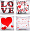 Set of 4 Valentine Throw Pillow Cases 18x18 Inch Romantic Red Heart and Love Cushion Covers for Anniversary Wedding Bedroom Living Room Sofa Couch...