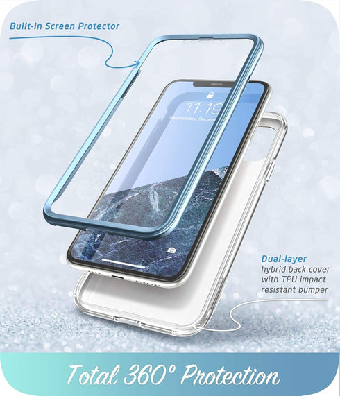 i-Blason Cosmo Series Case for iPhone 11 (2019 Release), Slim Full-Body Stylish Protective Case with Built-in Screen Protector, Blue, 6.1''...