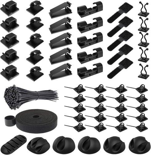 Cable Management Kit - Cord Organizer for Desk, Holder for Wire Cable Under Table, TV, PC, Home and Office 13 Different Units (155 Pieces)...