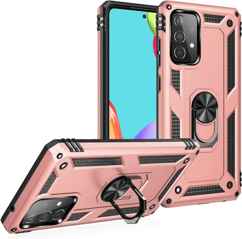 Military Grade Drop Impact for Samsung Galaxy A52 5G Case 360 Metal Rotating Ring Kickstand Holder Armor Heavy Duty Shockproof Case for Galaxy A52...