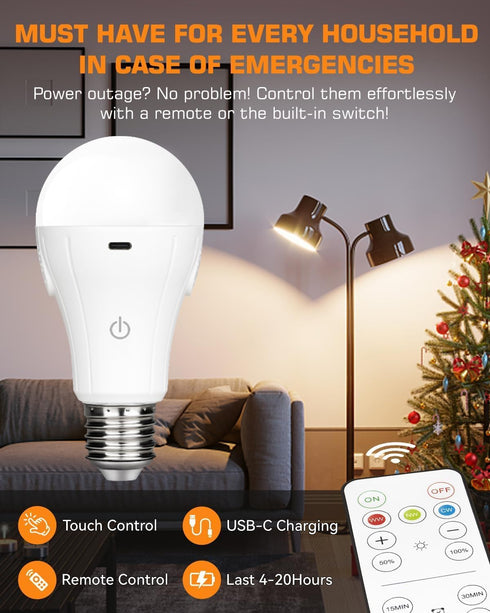 Battery Operated Light Bulb with Remote Control 1800K...