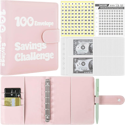 100 Envelopes Money Saving Challenge, Small 1000 Savings Challenge Binder with Cash Envelopes, Budget Binder for Budgeting and Organizing, Easy & ...