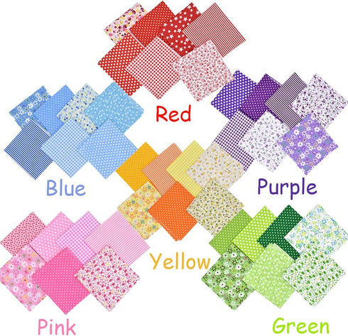 42Pcs 10"x10" Quilting Cotton Fabric Squares Sheets Pre-Cut Multi-Color Design Printed Floral Craft Fabric for DIY Sewing Scrapbooking Quilting Cr...