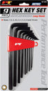 Performance Tool W1394 Heat Treated Alloy Steel Long Shank Hex Key Set with Storage Holder, Metric Sizes: 15mm to 10mm...