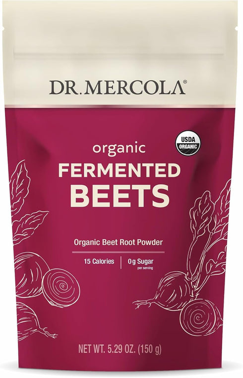 Dr. Mercola Organic Fermented Beet Powder - Beet Root Powder to Support Circulation, Focus & Energy - Non-GMO, Soy-Free & Gluten-Free - 30 Serving...