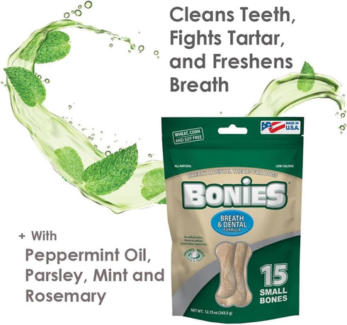 Bonies Natural Breath and Dental Formula Small-Sized Single Bone - All-Natural Ingredients, Fresh Breath, Cleans Teeth, Low Calories, Chicken Flav...