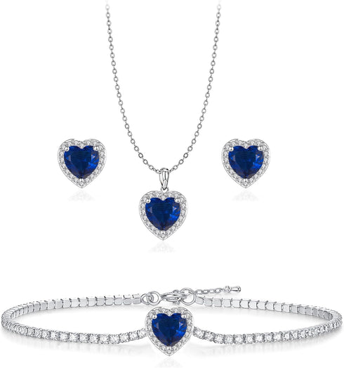 UDYLGOON Cubic Zirconia LOVE Heart Bridesmaid Jewelry Set Earrings Necklace Bracelet Set for Wedding Party Anniversary Birthday...