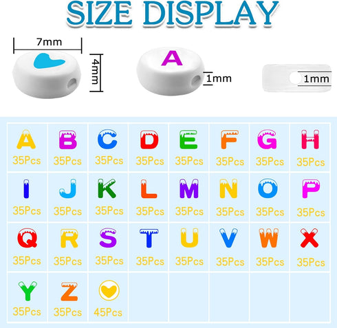 EuTengHao 1000 Pieces Letter Beads Kit 28 Styles Alphabet Beads Heart Beads for Bracelets Necklace Friendship Bracelet Making Kit (White Beads Col...