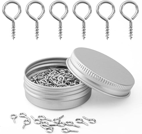 300pcs Screw Eye Pins Hooks, Small Metal Hoop Eye Pin Screws for DIY Jewelry, Charm Bead Pieces/ Arts & Crafts Projects/ Cork Top Bottles/ Charm B...