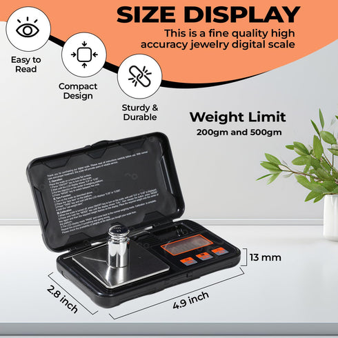 Professional Digital Pocket Scale, 500g x 0.01g, 6 Units Conversion Mini Scale with LCD Display, Tare Function for Food, Jewelry, Medicine (Batter...