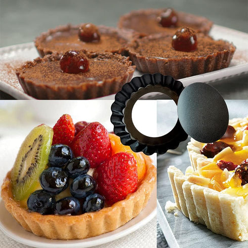 DATANYA 8 Pack Mini Tart Pans 4 Inch with Removable Bottom Round Nonstick Quiche Pan, Heavy Duty Fluted Side for Pies, Mousse Cakes, Dessert Bakin...