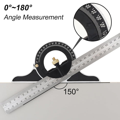 12" Combination Square Stainless steel Adjustable Sliding Ruler & Protractor Level Measure Measuring Set 4-Piece Carpentry Tools Carpenter Square,...
