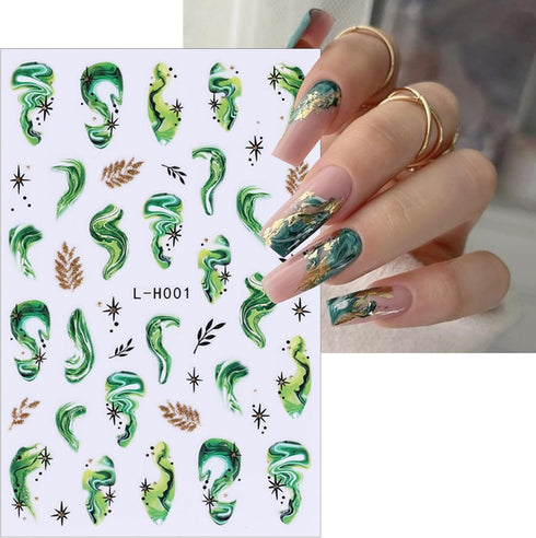 6 Sheets Smoky Marble Nail Art Stickers 3D Self-Adhesive Butterfly Nail Decals Wavy Stripes Geometry Abstract Nail Design Textured Lines Blooming ...