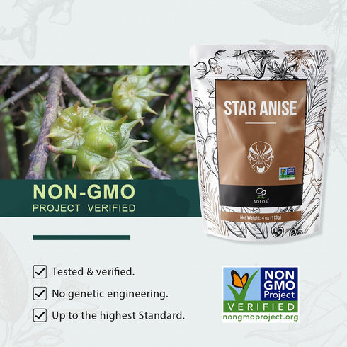 Soeos Star Anise, 4 Ounce, Star Anise Whole, Anise Seeds for Baking and Tea, NON-GMO Verified...