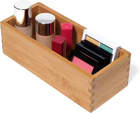 Lipper International Bamboo Utensil Holder Storage Box for Cooking Tools, Makeup, or Office Supplies, 4" x 9 1/4" x 3"...