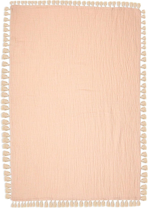 Crane Baby Muslin Swaddle Blanket, Soft Cotton Lightweight Nursery and Stroller Blanket for Baby Boys & Girls, Desert Rose, 30" x 40"...