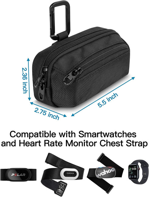 Xxerciz Carrying Case for Garmin Heart Rate Monitor Chest Strap, Nylon Sport Storage Bag with Carabiner Protective Pouch for Outdoor Running Sport...