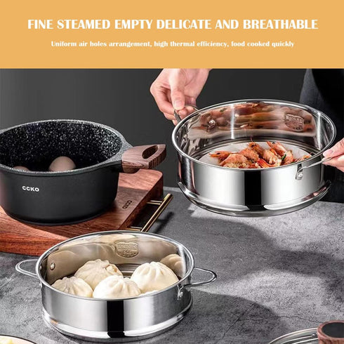 Stainless Steel Steamer Pot 7 Inches Round Cooking Rack Food Steamer Basket Insert for Kitchen Dim Sum Dumplings Bun(18cm)...