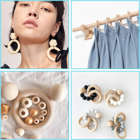 30 Pcs Wooden Rings, Macrame Wooden Rings, Natural Unfinished Solid Wood Rings for DIY Craft Pendant Connectors Jewelry Making (55 mm)...