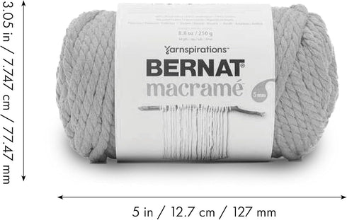 Bernat Macrame Natural Yarn - 3 Pack of 250g/8.8oz - Cotton - #6 Super Bulky - Knitting, Crocheting & Crafts......