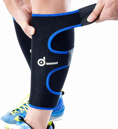 Odoland Calf Compression Sleeve Calf Brace for Calf Pain Relief Strain, Sprain, Tennis Leg and Calf Injury - Guard Leg and Adjustable Shin Splints...