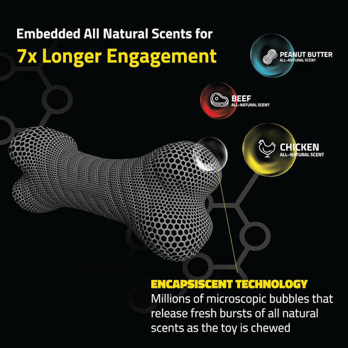 Playology Dual Layer Bone Toy for Medium Dogs (15-35lbs) - Engaging All-Natural Chicken Scented Durable Dog Chew Toy for Heavy Chewers - Easy to C...