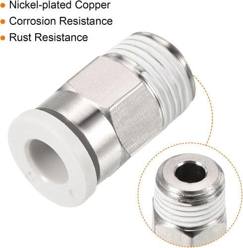 PATIKIL G1/8 Push to Fit 5mm OD Hose Connect Fittings, 2 Pack Straight Coupling Adapter for Gas Pneumatic Air Flow Transition, White & Silver Tone...
