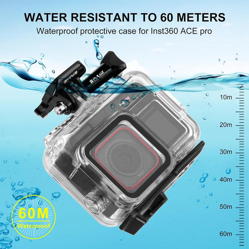 PULUZ Waterproof Case for Insta360 Ace Pro, Protective Housing/Diving Case, Waterproof Down to 60m/197FT, Underwater Photography Housing for Divin...