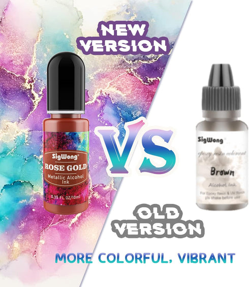 Alcohol Ink Set - 24 Bottles Vibrant Colors High Concentrated Alcohol-Based Ink, Concentrated Epoxy Resin Paint Colour Dye Great for Resin Petri D...