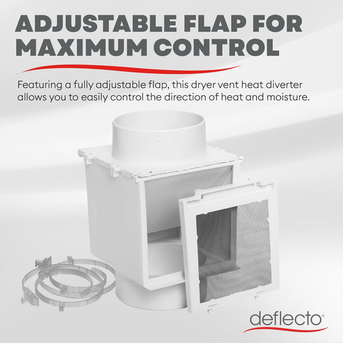 Deflecto Extra Heat Dryer Saver – Compatible with 4 inch Transition Ducts | Includes 2 Durable 4 inch Plastic Clamps | Moisture Control, Saves Ene...