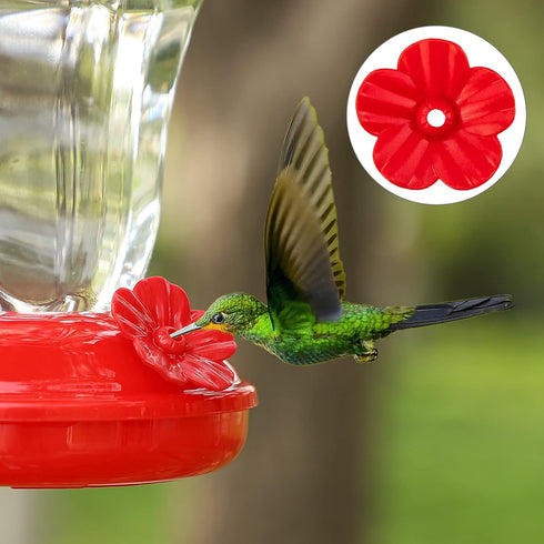 24 PCS Hummingbird Feeders Replacement Flowers with Cleaning Brush, Decorative Flower for Hummingbird Feeder, Red and Yellow Hummingbird Feeder Pa...